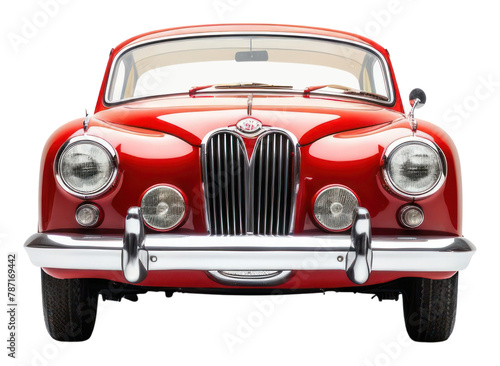 PNG A red vintage car vehicle white background transportation.