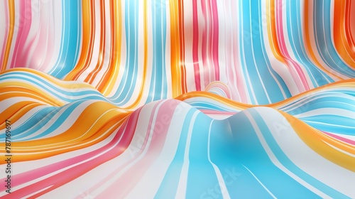 Abstract bright waves, vintage stripe pattern, modern neon palette