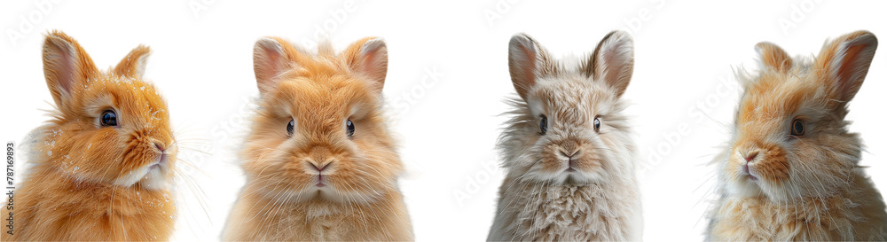 set of close up portraits of rabbit faces, generative ai set of close up portraits of rabbit faces, generative ai