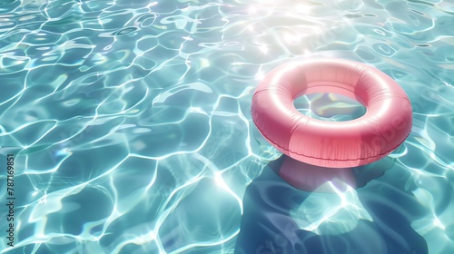 Inflatable RELAX in pool, summer vibe, clear water, high angle