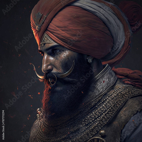 Picture of sikh men warrior portrait