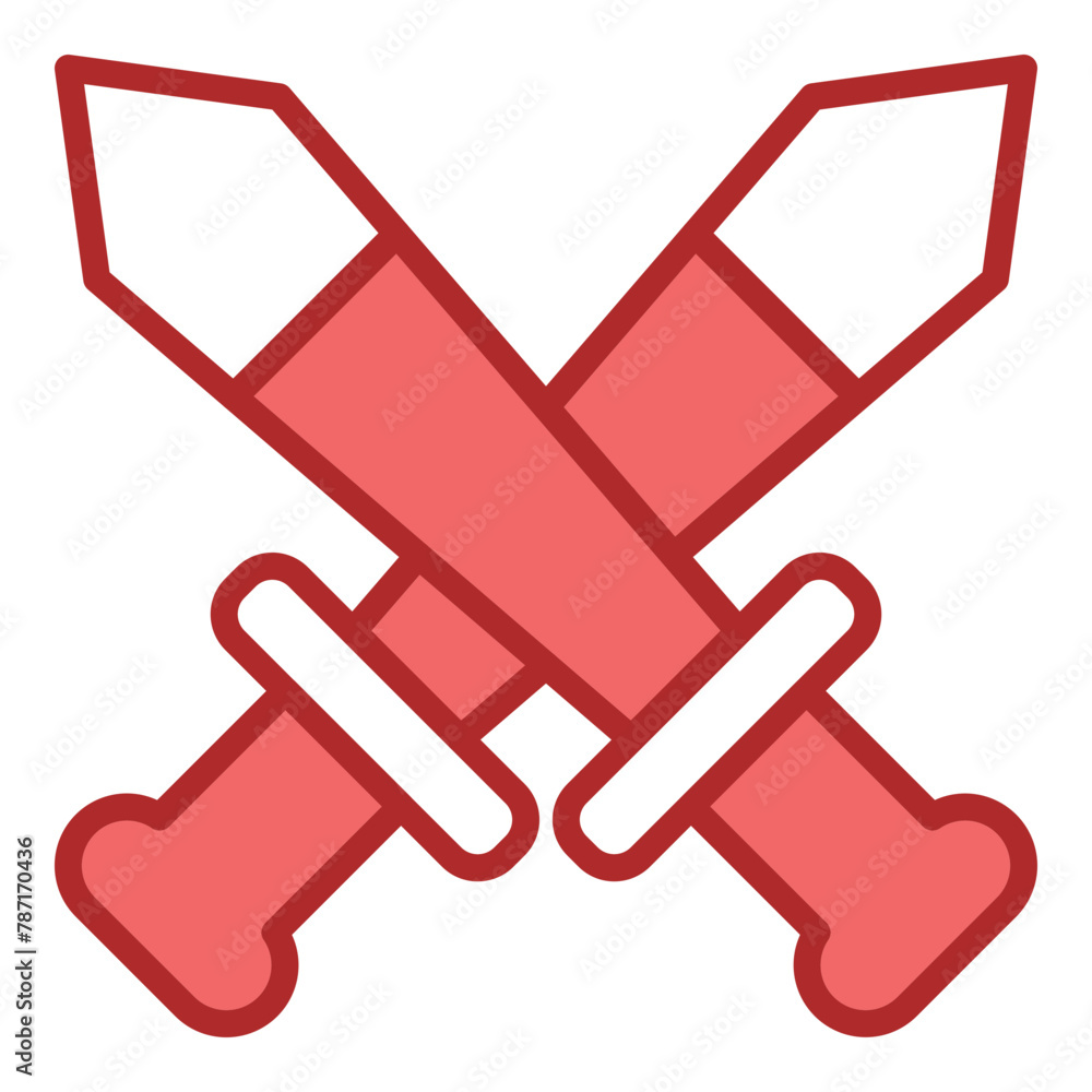 Swords red line filled icon Swords red line filled icon