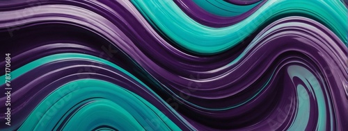 Horizontal colorful abstract wave background with amethyst purple, cyan blue, and spring green colors. Can be used as texture, background, or wallpaper.