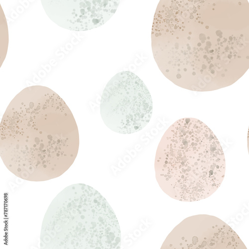 Seamless pattern with easter eggs  hand drawn illustration in watercolor style