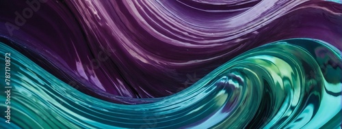 Horizontal colorful abstract wave background with amethyst purple, cyan blue, and spring green colors. Can be used as texture, background, or wallpaper.