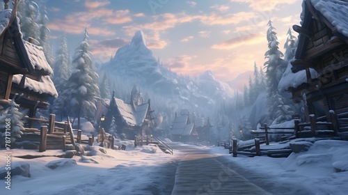 AI-generated travelers embarking on a virtual reality journey to explore famous winter landscapes from literature and mythology, experiencing the magic of Narnia, Winterfell, and other fictional realm photo