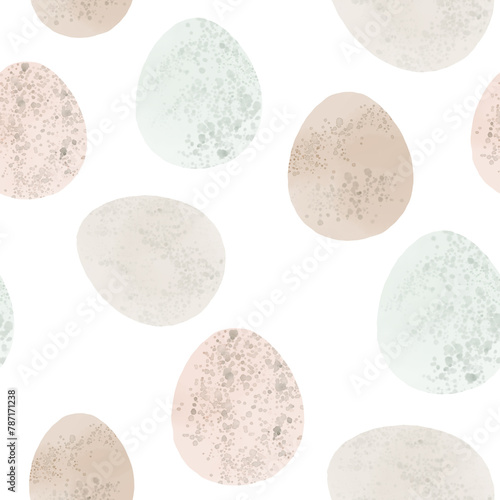 Seamless pattern with easter eggs  hand drawn illustration in watercolor style