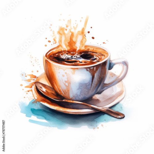 Explosive Coffee Mug Splash Isolated on White Background