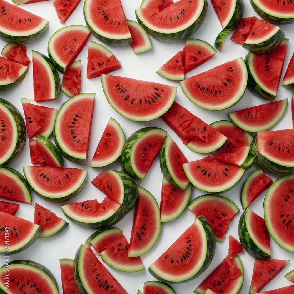 High-resolution images of watermelon with a white background - obrazy, fototapety, plakaty 