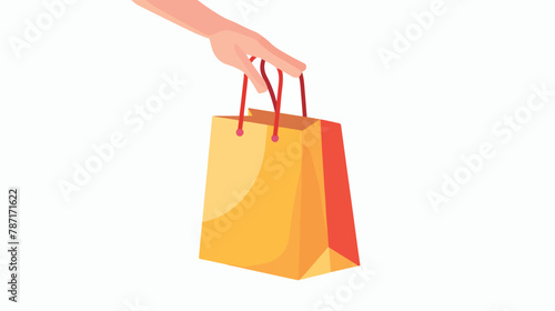 Shopping bag with hand isolated icon flat vector isolated