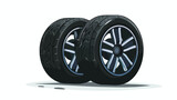Side view of winter tyres on a white background flat