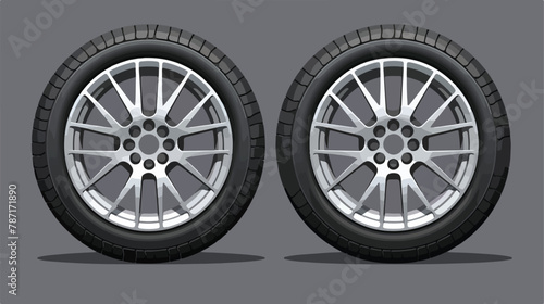 Side view of winter tyres on a white background flat