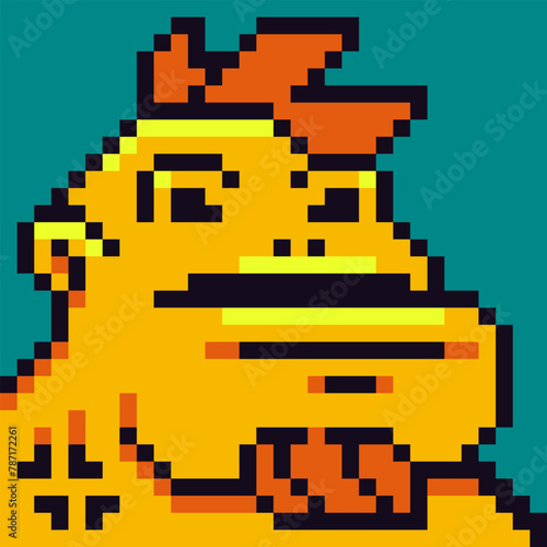 Avatar pixel animal character, cartoon vector icon, game user or web profile, 8-bit reptile head, social net anthropomorphic portrait, minimalistic fashion, vector crypto art background