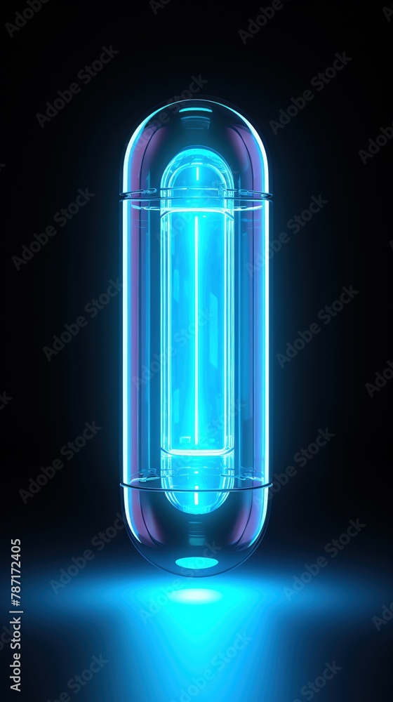 Luminous pill innovation, nanoengraving, health solutions in biotech blue Luminous pill innovation, nanoengraving, health solutions in biotech blue