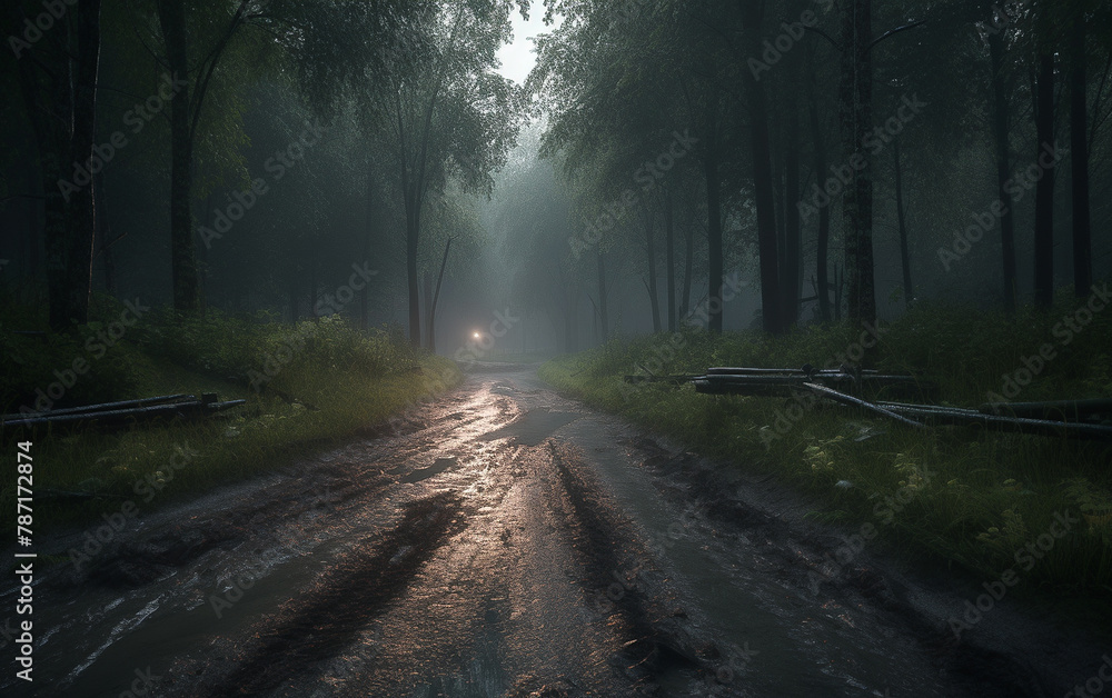 Obraz premium Dark forest road