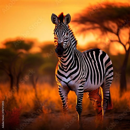 zebra at sunset © Ahtesham