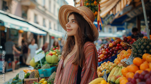 Young woman shopping at a farmer's market © FATHOM