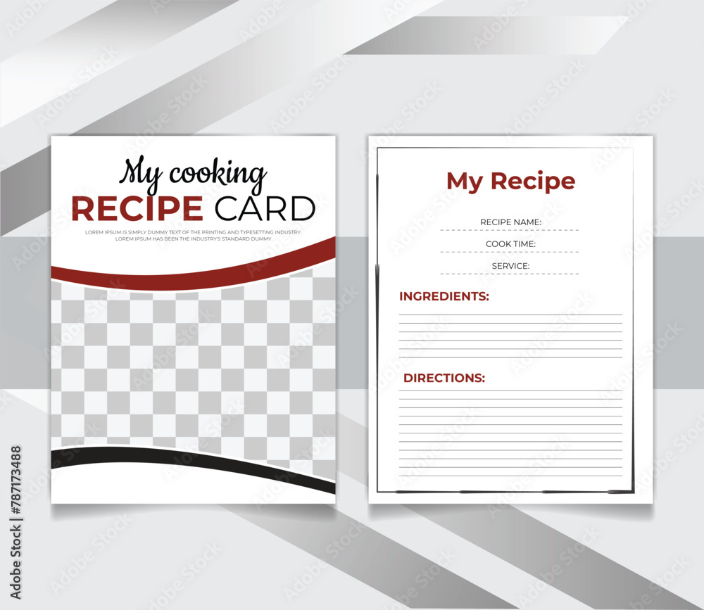 restaurant Recipe card design template for cookbook Stock Vector