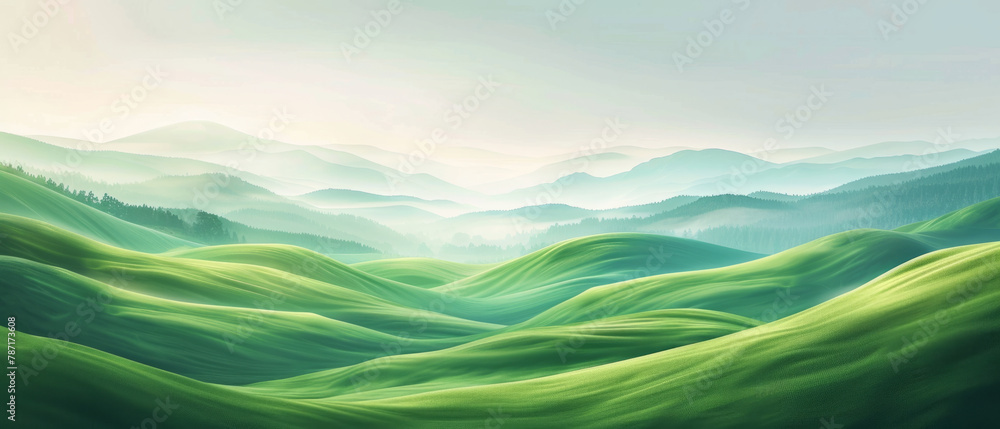 Obraz premium A beautiful abstract landscape wallpaper featuring shades of green, perfect for background use in various design projects.