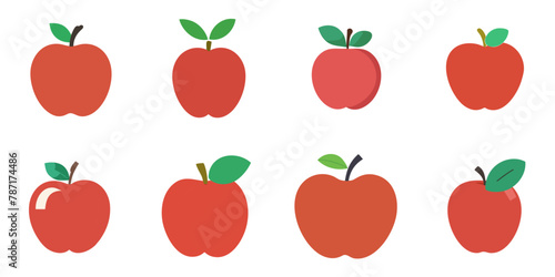 Vector illustration of red apples with multiple simple designs