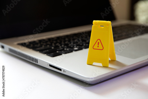 caution malware and virus detected , under maintenance and fixing photo