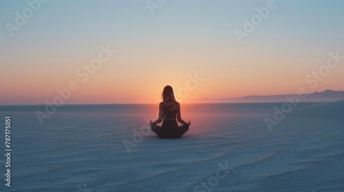 Silhouette in peaceful yoga pose, ideal for mental health and mindfulness concepts.