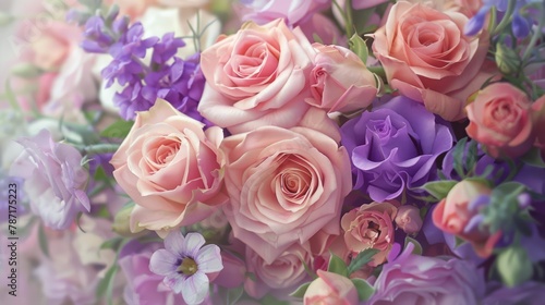 Soft focus of pastel roses  perfect for romantic and floral themes.