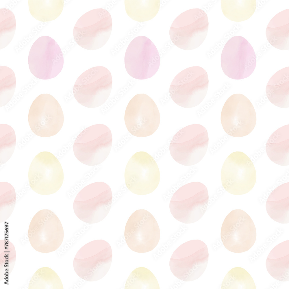 Seamless pattern with easter eggs, hand drawn illustration in watercolor style Seamless pattern with easter eggs, hand drawn illustration in watercolor style