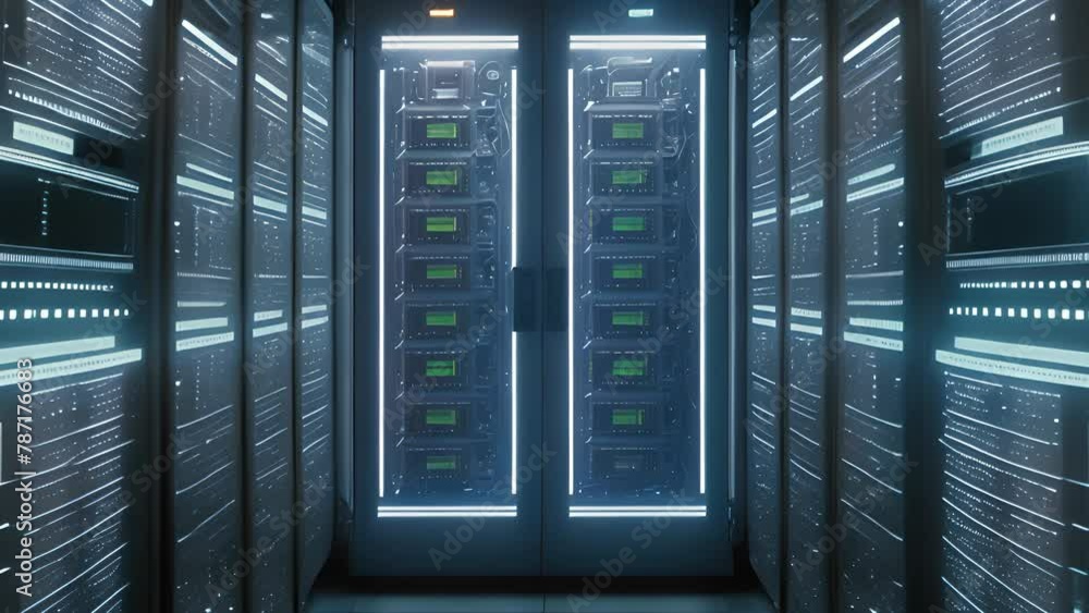 Super computer and quantum server rack in Data center control room Super computer and quantum server rack in Data center control room
