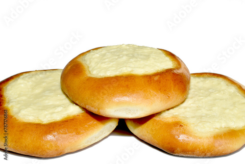 Buns with cottage cheese on a transparent background.