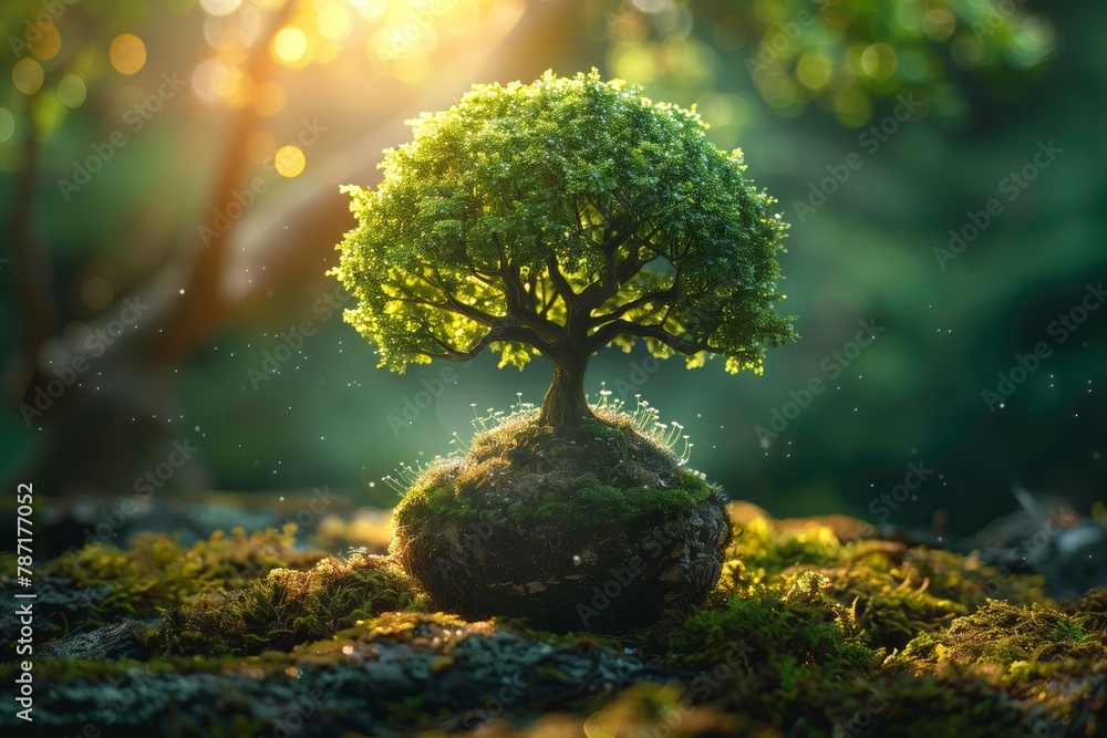 Magical bonsai tree on a mystical forest Magical bonsai tree on a mystical forest