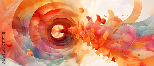 Abstract digital vortex, swirling colors in a hypnotic pattern