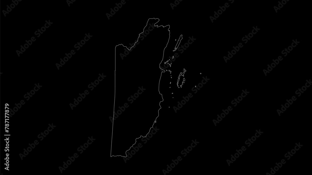 Belize map vector illustration. Drawing with a white line on a black ...