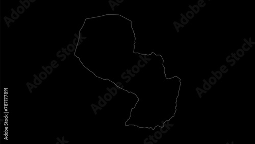 Paraguay map vector illustration. Drawing with a white line on a black background.