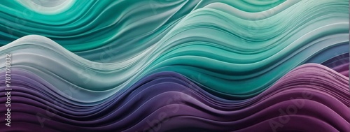 Horizontal colorful abstract wave background with plum purple, sky blue, and mint green colors. Can be used as texture, background, or wallpaper.