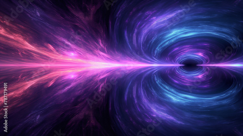 A colorful space scene with a purple and blue swirl in the middle