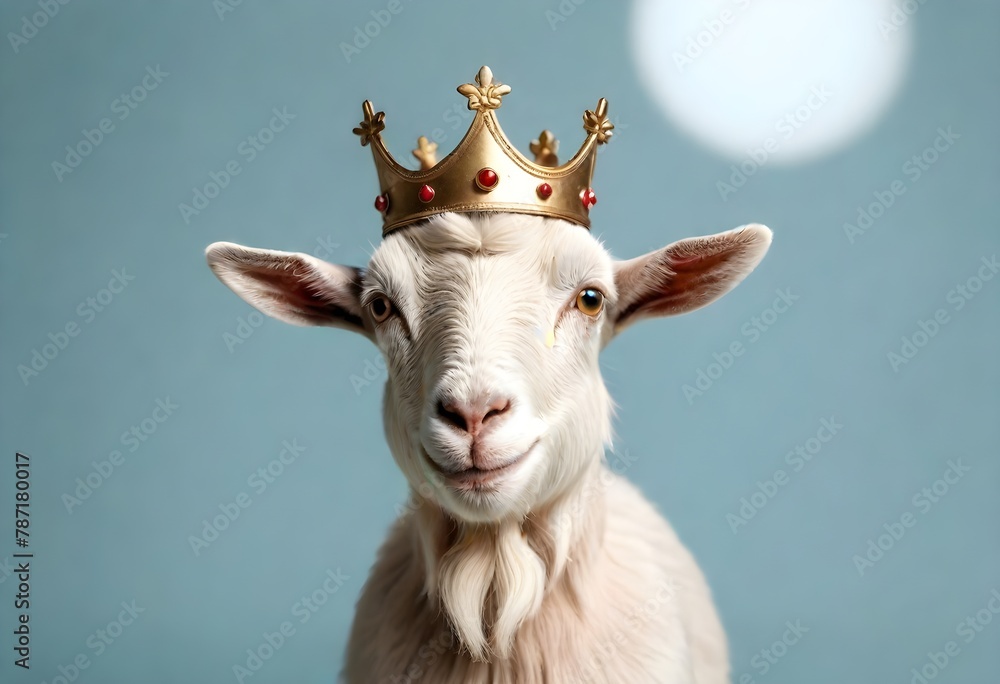 Beautiful Goat with crown for Eid al adha on simple Minimal background Beautiful Goat with crown for Eid al adha on simple Minimal background