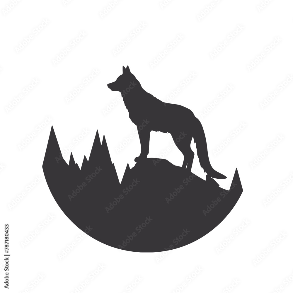 Obraz premium Wolf in mountains logo