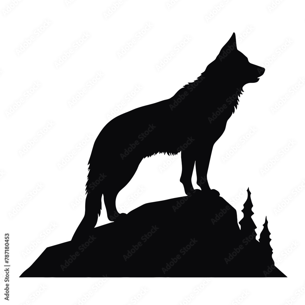 Wolf in mountains logo