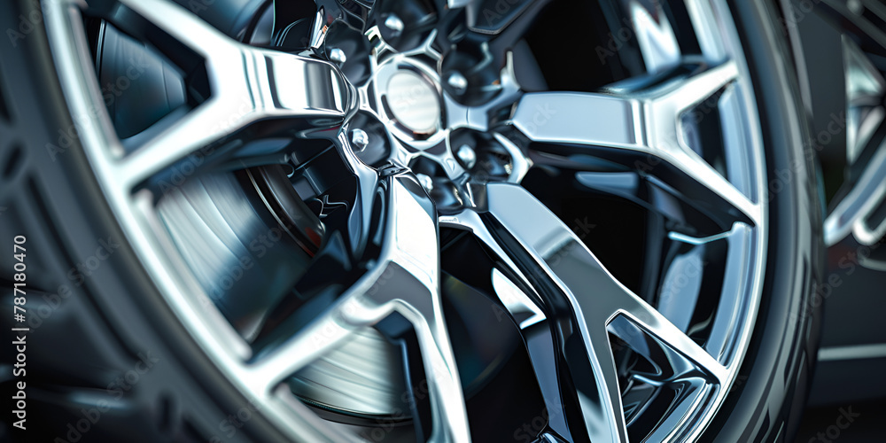 Rubber Symmetry: Exploring the Intricacies of a Tire Close-Up with black background Rubber Symmetry: Exploring the Intricacies of a Tire Close-Up with black background