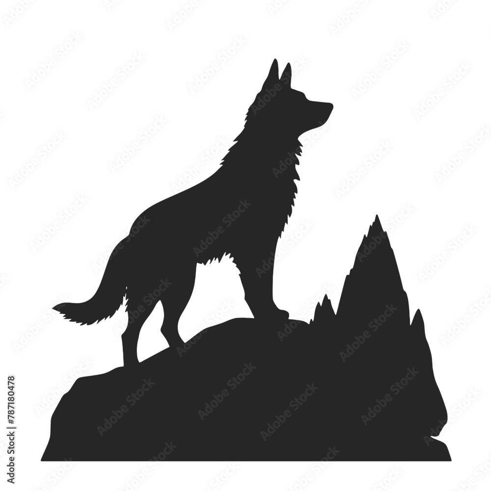 coyote,wolf on hill logo design,silhouette,element for vintage logo.conceptual illustrator vector coyote,wolf on hill logo design,silhouette,element for vintage logo.conceptual illustrator vector