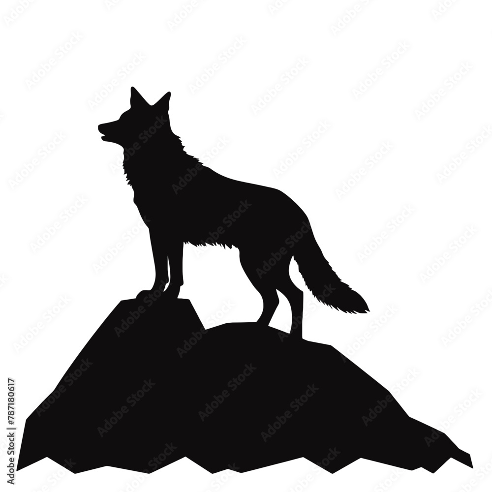 coyote,wolf on hill logo design,silhouette,element for vintage logo.conceptual illustrator vector coyote,wolf on hill logo design,silhouette,element for vintage logo.conceptual illustrator vector