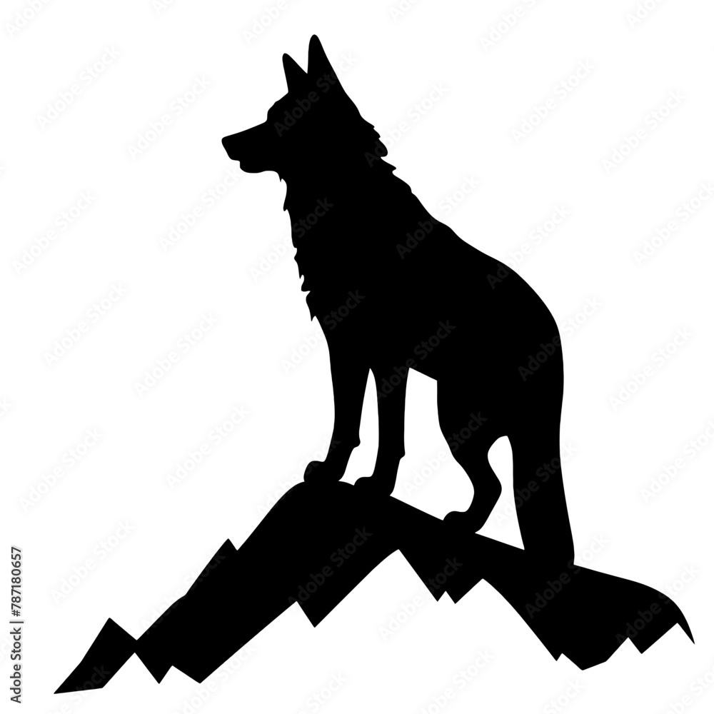 coyote,wolf on hill logo design,silhouette,element for vintage logo.conceptual illustrator vector coyote,wolf on hill logo design,silhouette,element for vintage logo.conceptual illustrator vector