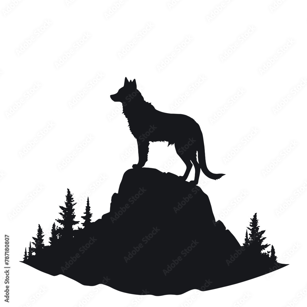 coyote,wolf on hill logo design,silhouette,element for vintage logo.conceptual illustrator vector coyote,wolf on hill logo design,silhouette,element for vintage logo.conceptual illustrator vector