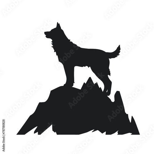 coyote,wolf on hill logo design,silhouette,element for vintage logo.conceptual illustrator vector