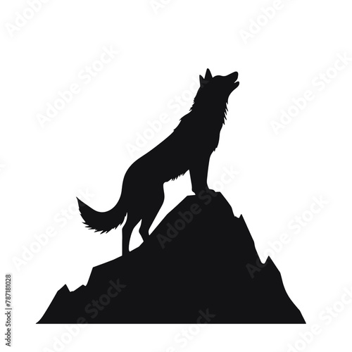 coyote,wolf on hill logo design,silhouette,element for vintage logo.conceptual illustrator vector