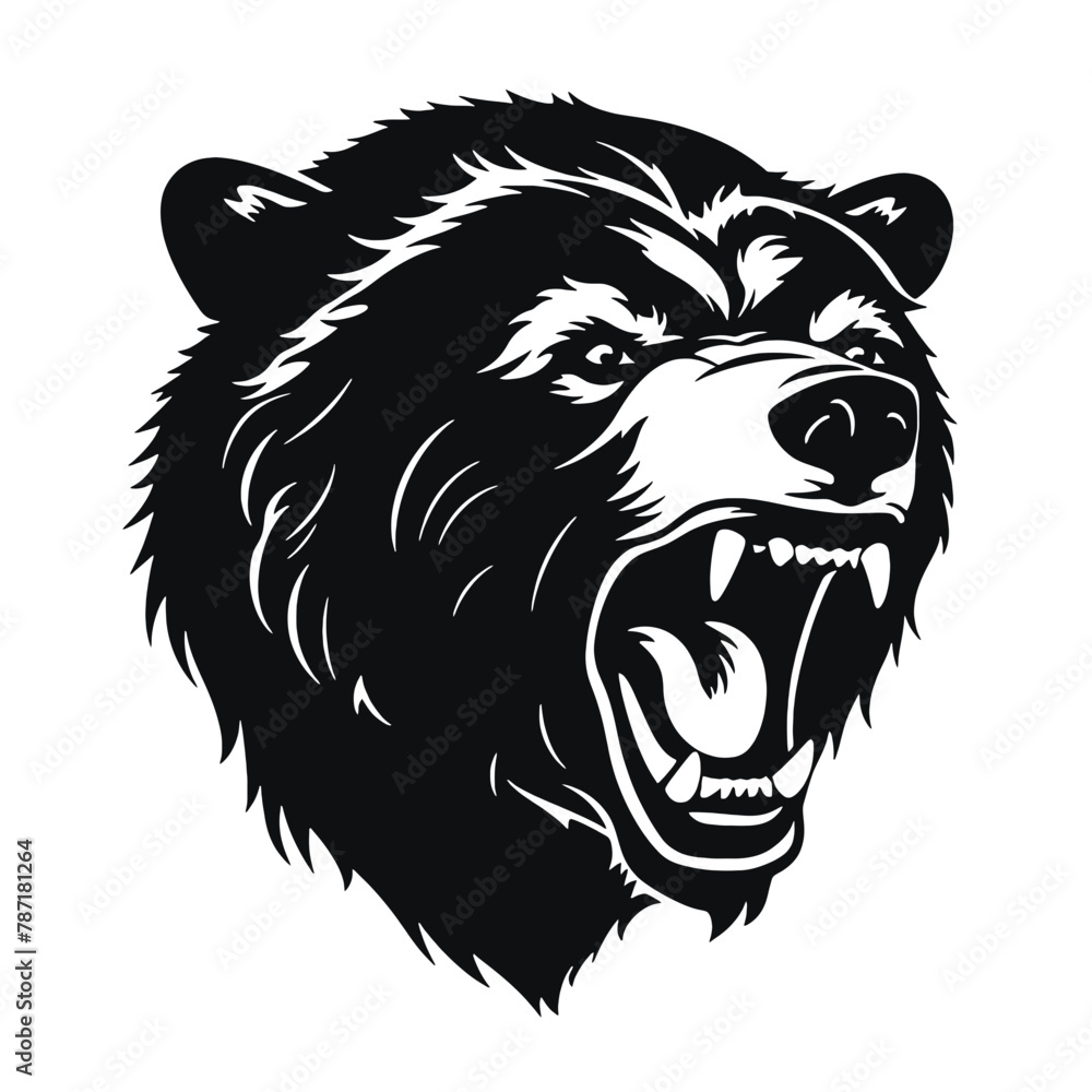 Fototapeta premium Hand drawn Bear Head illustration. Vintage woodcut engraving style vector illustration. Black and white versions.