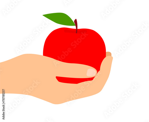 Vector isolated image with hand holding apple