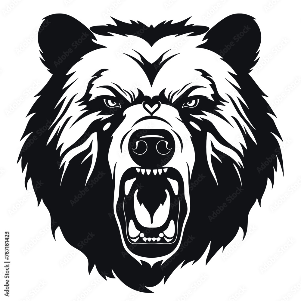 Obraz premium Hand drawn Bear Head illustration. Vintage woodcut engraving style vector illustration. Black and white versions.