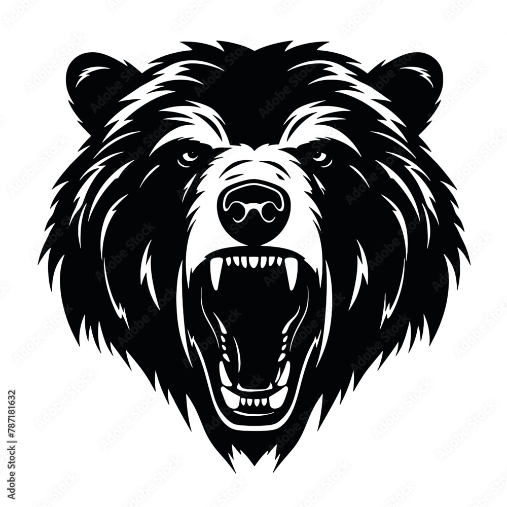 Fototapeta premium Hand drawn Bear Head illustration. Vintage woodcut engraving style vector illustration. Black and white versions.